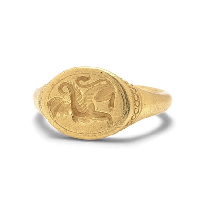 22 Carat Antique Gold Signet Ring With Griffon Motif, c.18th Century