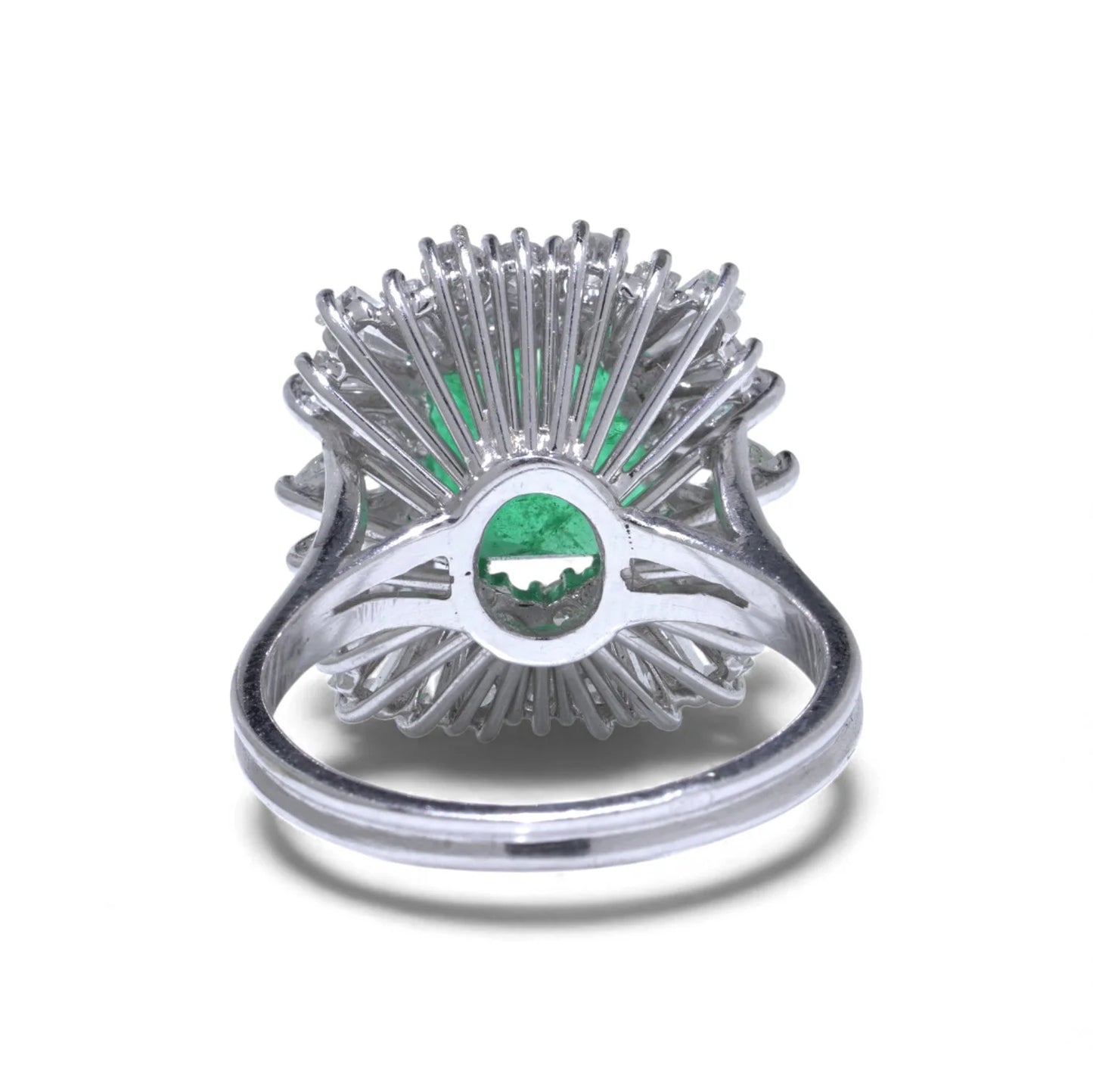 Vintage 2ct Natural Colombian Emerald and Diamond Cluster Ring