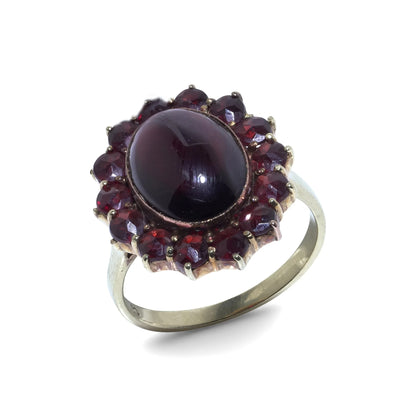 Vintage Garnet Cluster Ring in 9ct Gold
