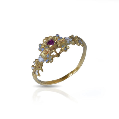 Antique 16th Century 20 Carat Gold Ring With Ruby And Enamel (Lithuanian-Polish)