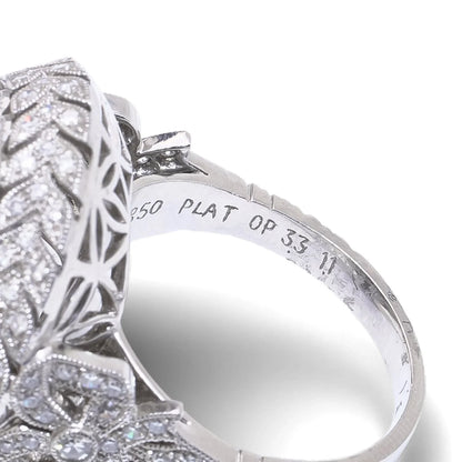 Art Deco Style Platinum Opal And Diamond Cluster Ring