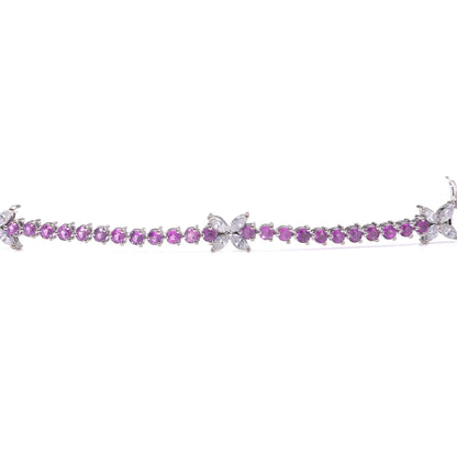 Pink Sapphire and Marquise Diamond Line Bracelet