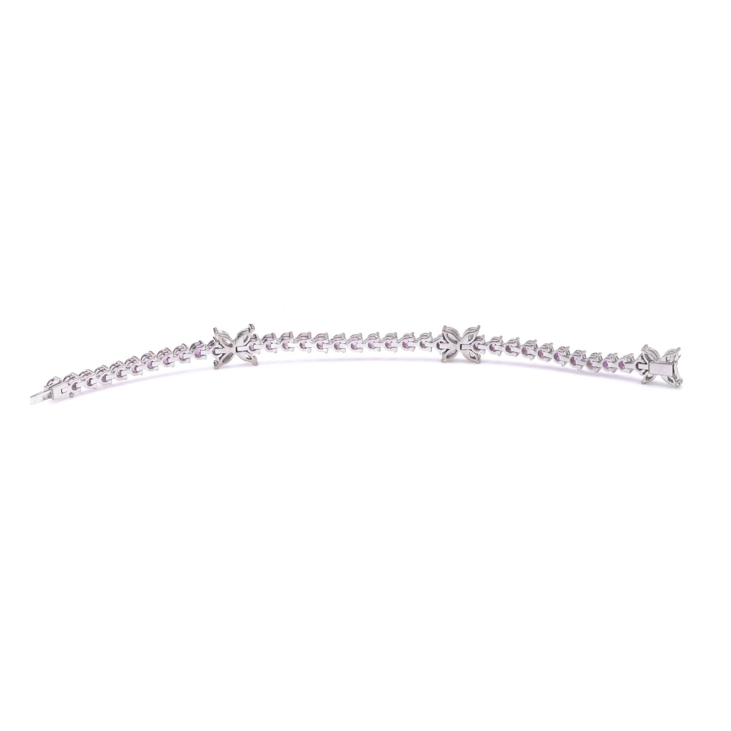 Pink Sapphire and Marquise Diamond Line Bracelet