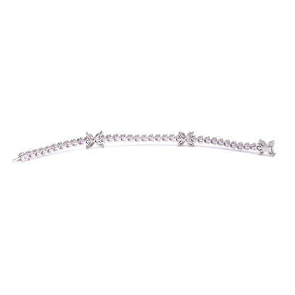 Pink Sapphire and Marquise Diamond Line Bracelet