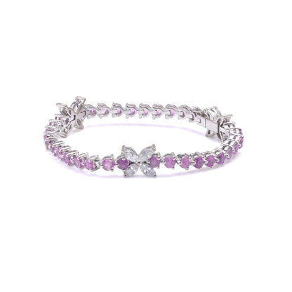 Pink Sapphire and Marquise Diamond Line Bracelet