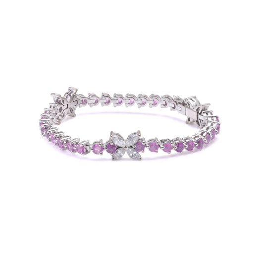 Pink Sapphire and Marquise Diamond Line Bracelet