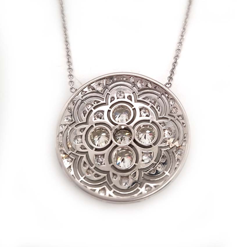 Art Deco 2.2ct Old Cut Diamond Circle Pendant Necklace