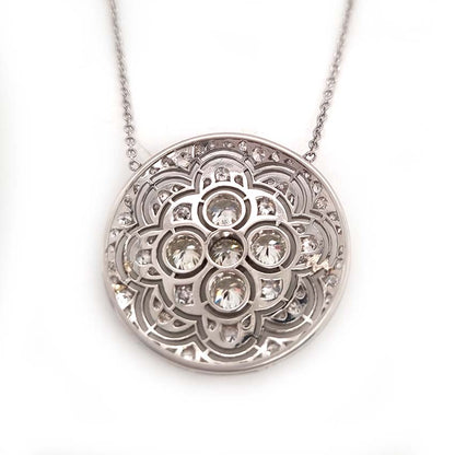 Art Deco 2.2ct Old Cut Diamond Circle Pendant Necklace