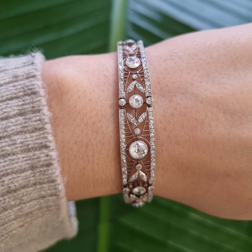 Antique Belle Epoque 4.15ct Diamond Bracelet in Platinum