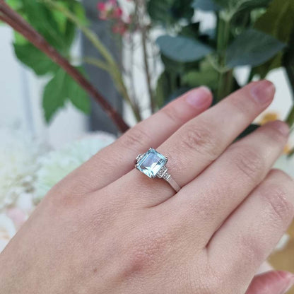 Aquamarine and Diamond Engagement Ring
