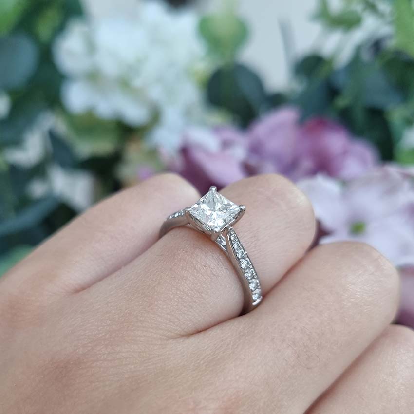 GIA Certified 1.05ct Princess Diamond Solitaire Engagement Ring