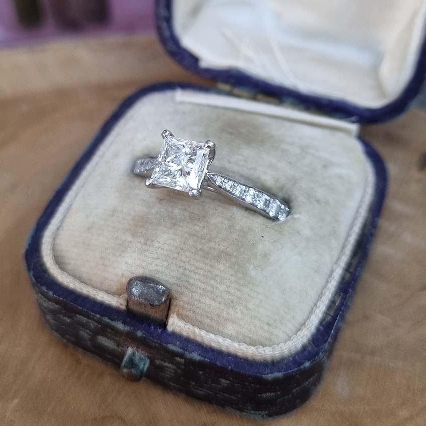 GIA Certified 1.05ct Princess Diamond Solitaire Engagement Ring