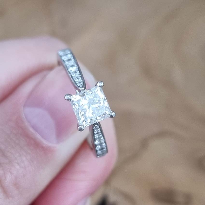 GIA Certified 1.05ct Princess Diamond Solitaire Engagement Ring