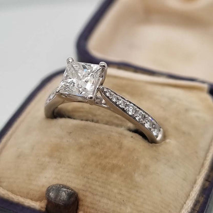 GIA Certified 1.05ct Princess Diamond Solitaire Engagement Ring