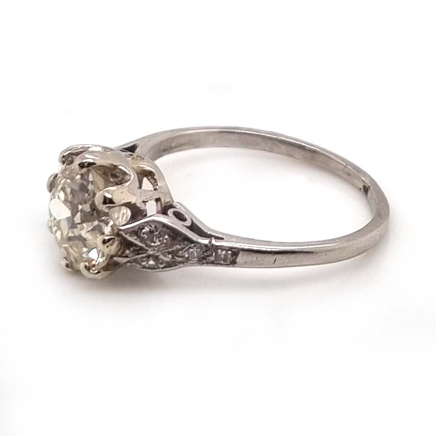 Art Deco 1.90ct Old Mine Cut Diamond Solitaire Engagement Ring