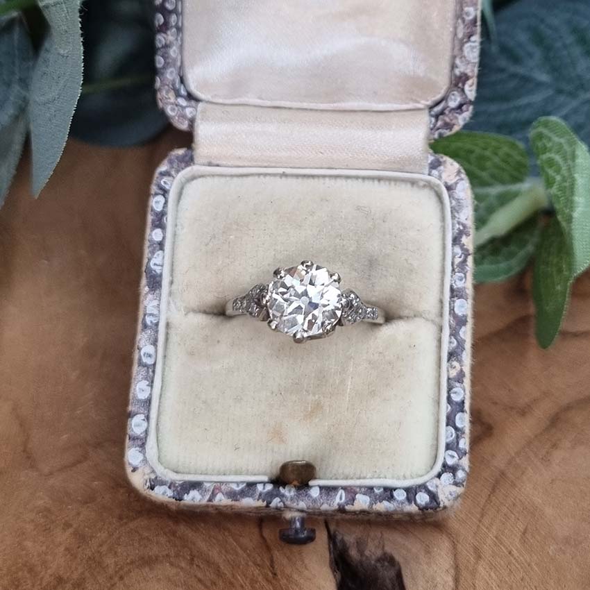 Art Deco 1.90ct Old Mine Cut Diamond Solitaire Engagement Ring