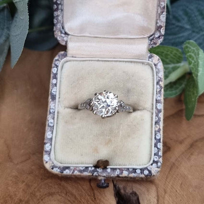 Art Deco 1.90ct Old Mine Cut Diamond Solitaire Engagement Ring