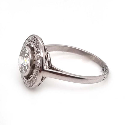 Art Deco 1.25ct Old Cut Diamond Halo Engagement Ring