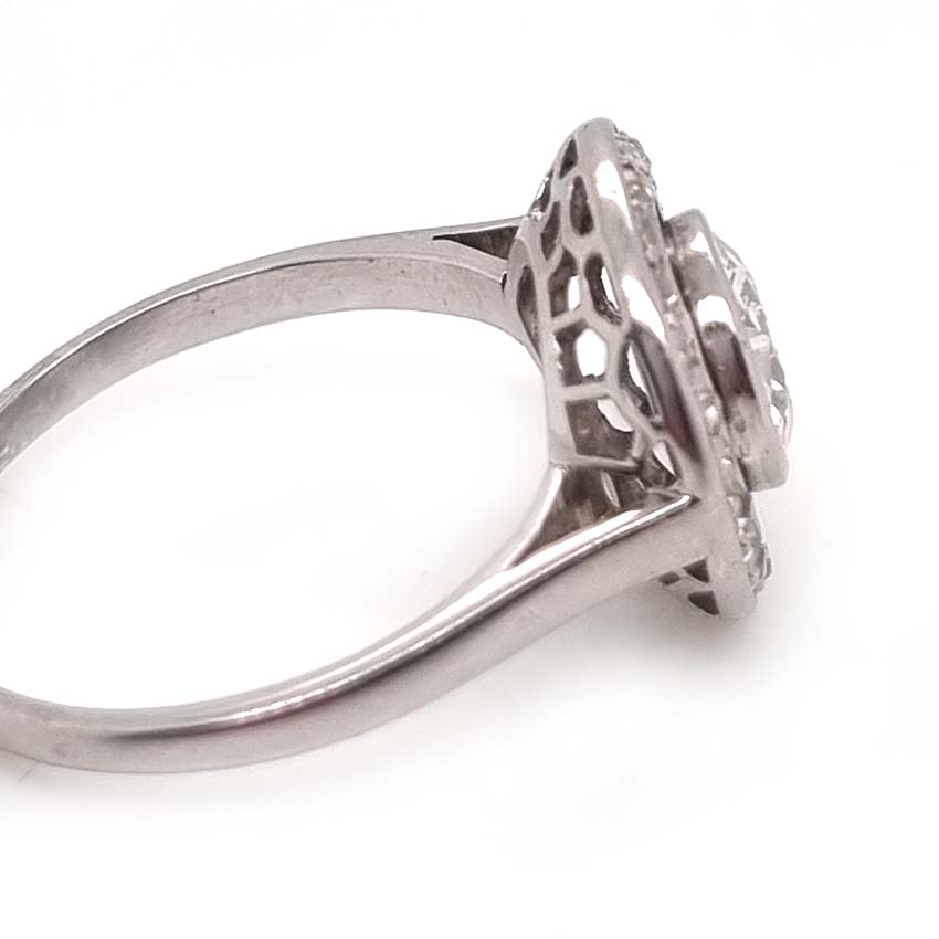 Art Deco 1.25ct Old Cut Diamond Halo Engagement Ring