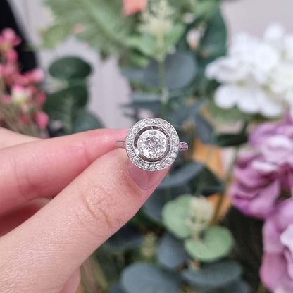 Art Deco 1.25ct Old Cut Diamond Halo Engagement Ring