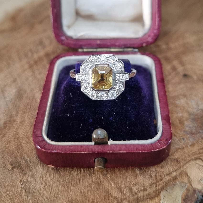 Contemporary Yellow Sapphire and Diamond Cluster Dress Ring