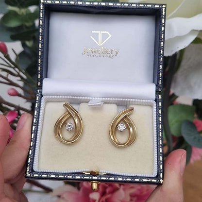 Vintage Diamond and Gold Clip Earrings by Garrards