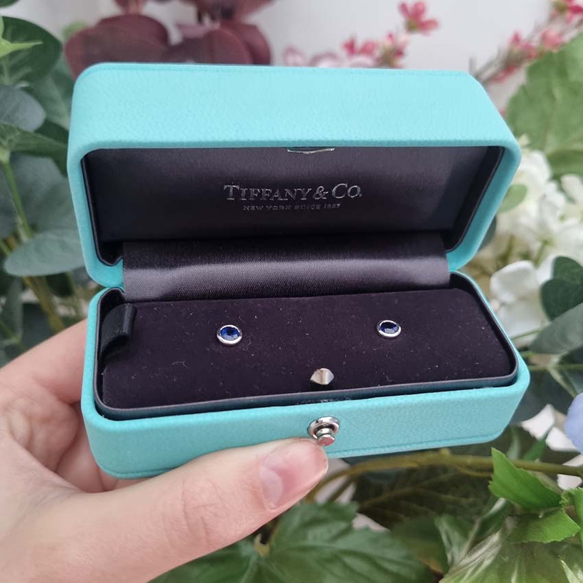 Vintage Tiffany and Co Sapphire Stud Earrings Elsa Peretti Color by the Yard