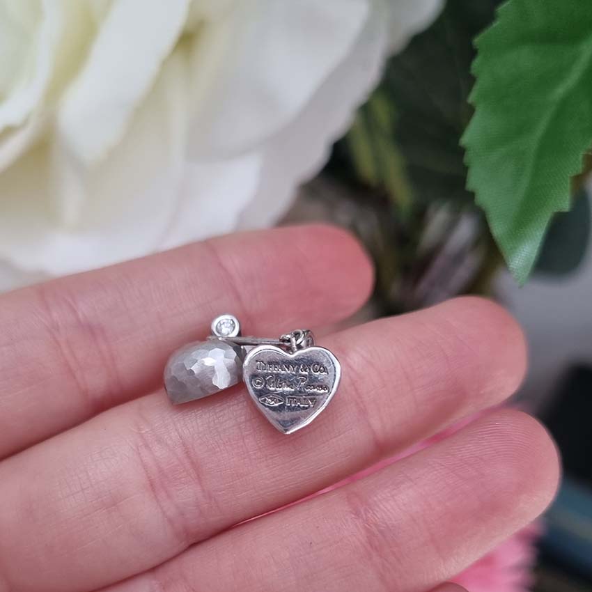 Vintage Tiffany and Co Paloma Picasso Gold Heart and Diamond Drop Earrings