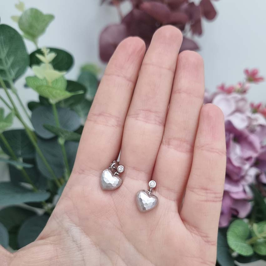 Vintage Tiffany and Co Paloma Picasso Gold Heart and Diamond Drop Earrings