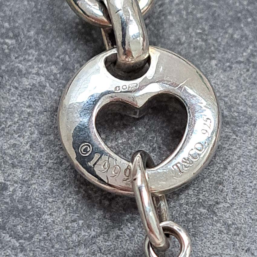 Rare Vintage Tiffany and Co Stencil Heart Silver Bracelet