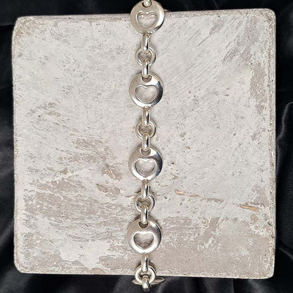 Rare Vintage Tiffany and Co Stencil Heart Silver Bracelet