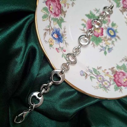 Rare Vintage Tiffany and Co Stencil Heart Silver Bracelet