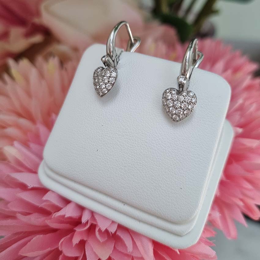 Tiffany and Co Diamond Heart Drop Earrings