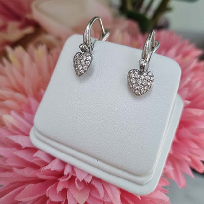 Tiffany and Co Diamond Heart Drop Earrings