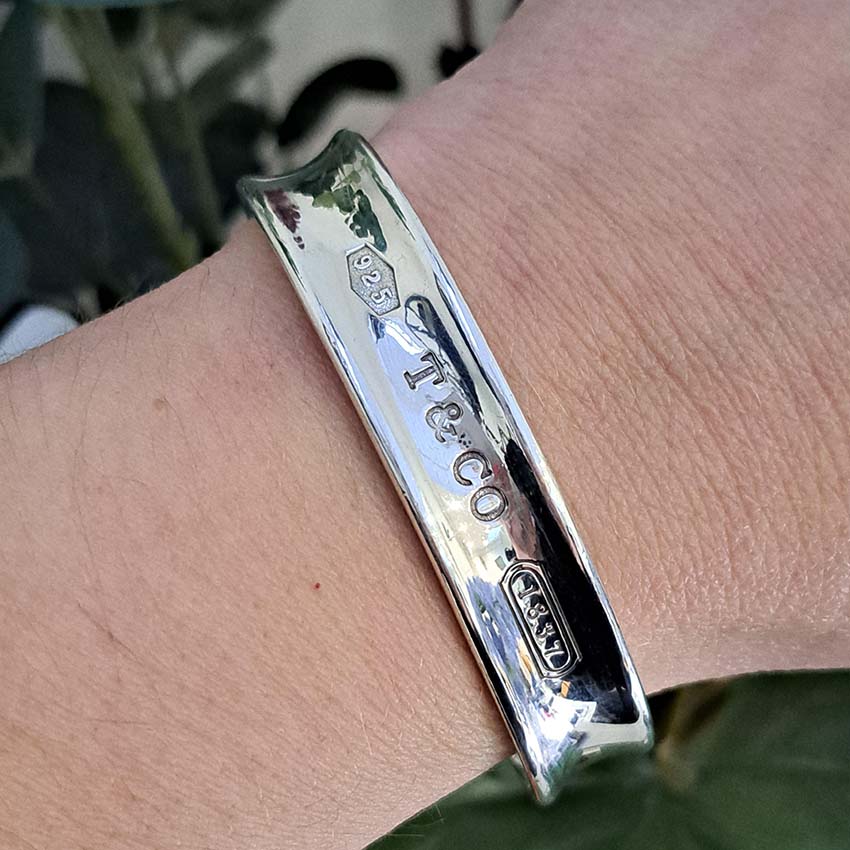 Vintage Tiffany and Co 1837 Collection Silver Cuff Bangle Bracelet