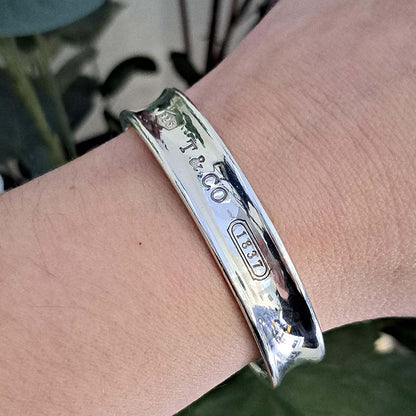 Vintage Tiffany and Co 1837 Collection Silver Cuff Bangle Bracelet