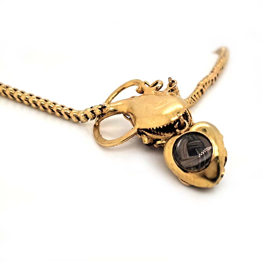 Victorian Antique Garnet and Gold Snake Necklace