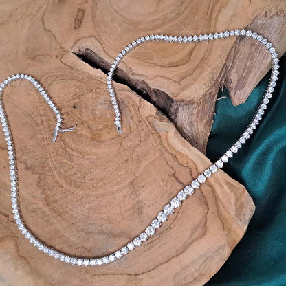 Graduated Diamond Line Necklace, 14.45 carat total