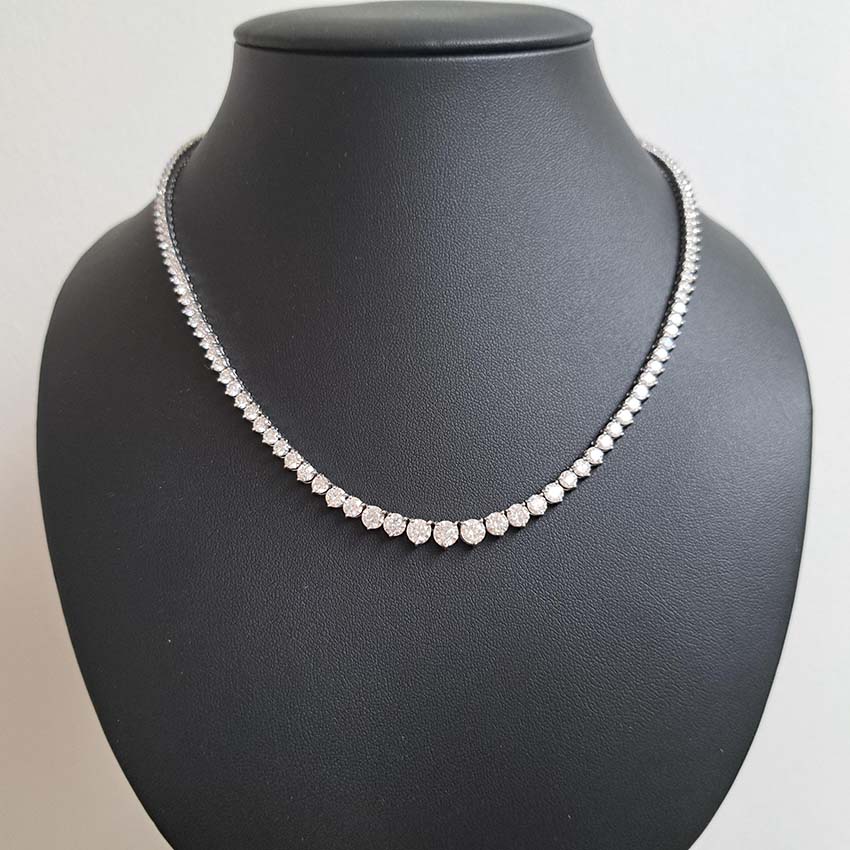 Graduated Diamond Line Necklace, 14.45 carat total