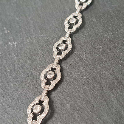 Antique Art Deco French 2ct Diamond Cluster Link Bracelet