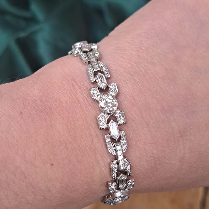 Vintage 1950's Diamond X Cross Link Bracelet, 9 carat total