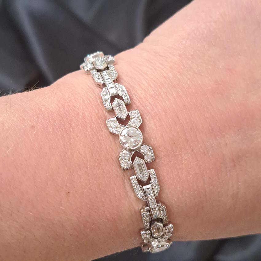 Vintage 1950's Diamond X Cross Link Bracelet, 9 carat total