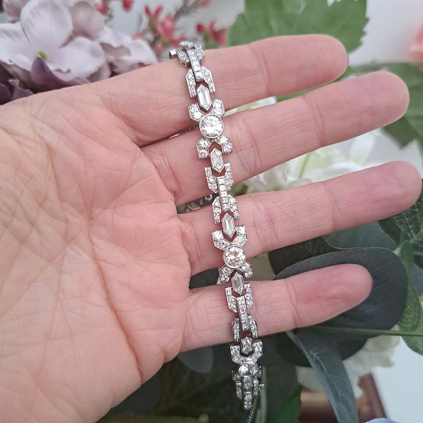 Vintage 1950's Diamond X Cross Link Bracelet, 9 carat total