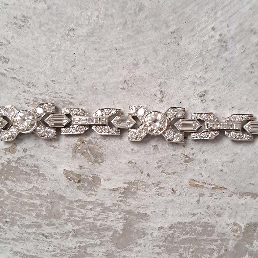 Vintage 1950's Diamond X Cross Link Bracelet, 9 carat total