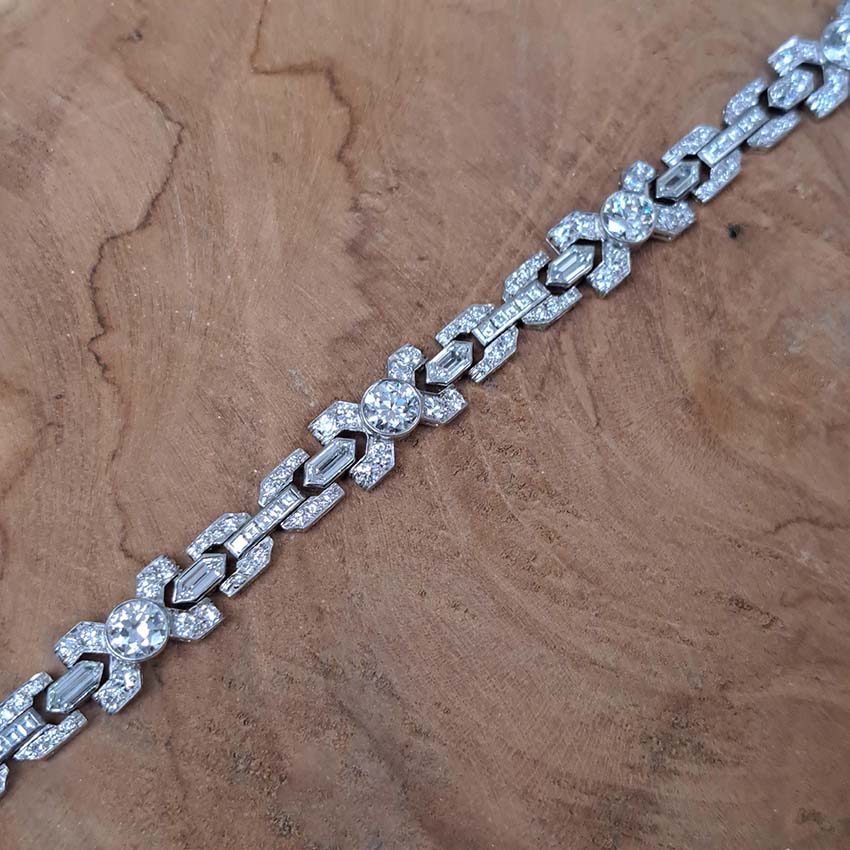 Vintage 1950's Diamond X Cross Link Bracelet, 9 carat total