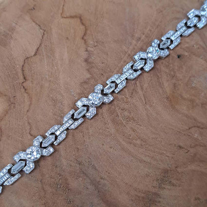 Vintage 1950's Diamond X Cross Link Bracelet, 9 carat total