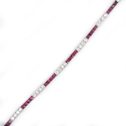 Art Deco Charles Holl 5ct Ruby and Diamond Line Bracelet
