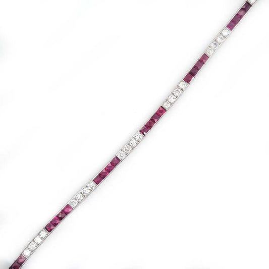 Art Deco Charles Holl 5ct Ruby and Diamond Line Bracelet