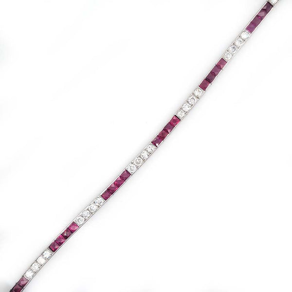 Art Deco Charles Holl 5ct Ruby and Diamond Line Bracelet