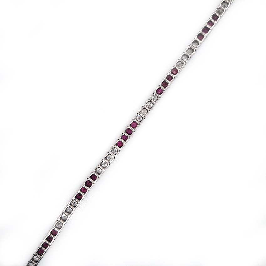 Art Deco Charles Holl 5ct Ruby and Diamond Line Bracelet